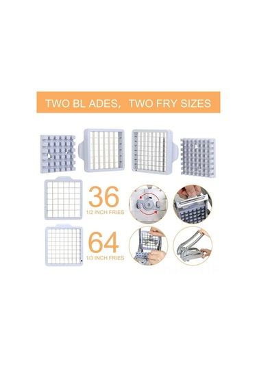 Neevoyu Stainless Çelik Patates Dilimleyici, 2 Kesme Blades 36+64 Delik , Ergonomik Kollu, Anti-skayak, Sebzeler Ve Meyveler İçin Uygun Gümüş