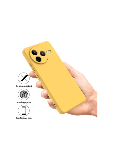 Xiaomi Poco F7 Pro İçin Düz Renk Sıvı Silikon Damlamaz Tam Kapsama Telefon Kılıfı Sarı