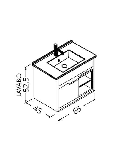 Napoli 65 Cm Beyaz Lavabolu Alt Modül - Beyaz Antrasit Beyaz - Antrasit
