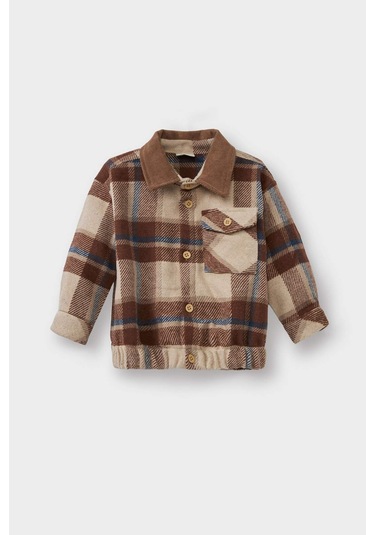 Defacto Erkek Bebek Kareli Flanel Uzun Kollu Gömlek F7642a525wnbg286 Bej