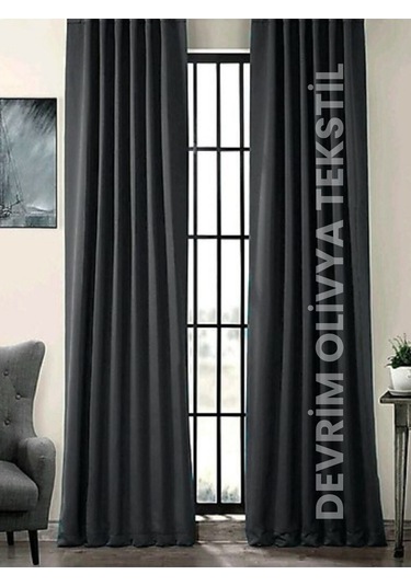 Shy Tekstil Lüks 1. Sınıf Özel Dikim Antrasit Blackout Işık Geçirmez Fon Perde Ekstraforlu Karartma Blackout Antrasit