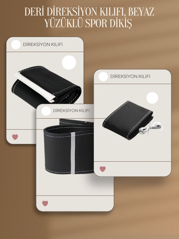 Audi A8 Yerli Üretim Suni Deri Direksiyon Kılıfı, Beyaz Şeritli Spor Dikiş Çok Renkli