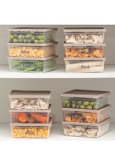 Porsima 5308 12 Li 1 Lt Buzdolabı Ve Difriz Düzenleyici Saklama Kabı Seti - Bpa İçermez Kapicino Cappuccino