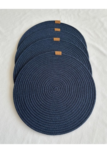 Yuvarlak Amerikan Servis Sofra Altlığı, Masa Dekoru Supla 33x33 4lü Lacivert