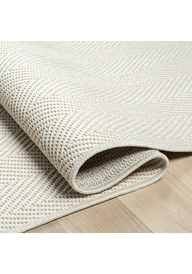 Krem Beyaz Kılçık Desenli Modern Halı - L665krbo Krem - Beyaz
