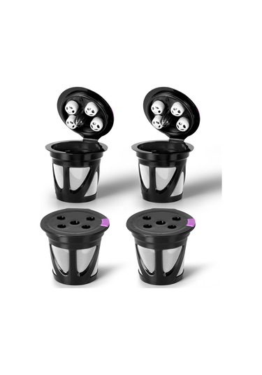 Leezsing Yeniden Kullanılabilir Keurig Uyumlu Kahve Filtresi K-supreme, K-elite, 2.0/1.0 - Siyah, 4 Adet Seti Siyah