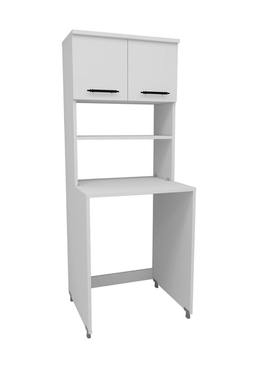 Enda Home Çamaşır Makinesi Dolabı 3 Raflı Kapaklı Banyo Dolabı Beyaz