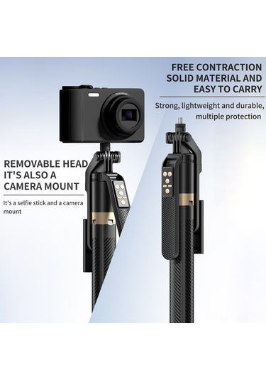 Springsun 360 Dönebilir 3'lü Fonksiyonlu Alüminyum Selfie Çubuğu - Titreme Önleyici Ve Uzaktan Kumandalı