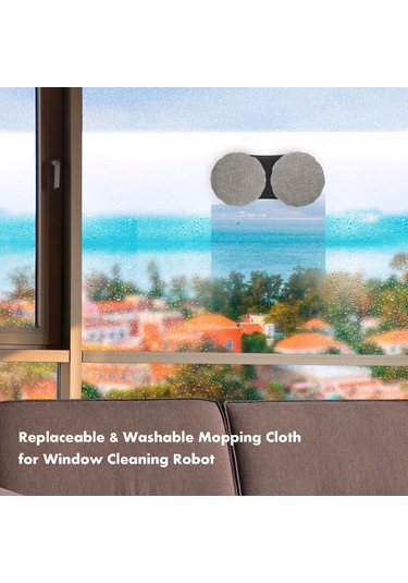 Dofolink Hobot 168/188 Pencere Temizleyici Robotu İçin Yıkama Uygun Mikrofiber Mop Bezi - Gri, 2 Adet
