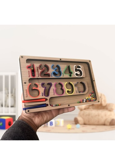 Tineke Manyetik Eğitici Renkli Sayma Ve Eşleştirme Labirenti Eğitim Oyuncağı - Ahşap Montessori Oyunu Sayı