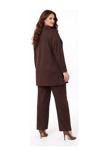 Baglan Kadın Fermuarlı Tunik Pantolon Takım Bgl-st05427 Kahve