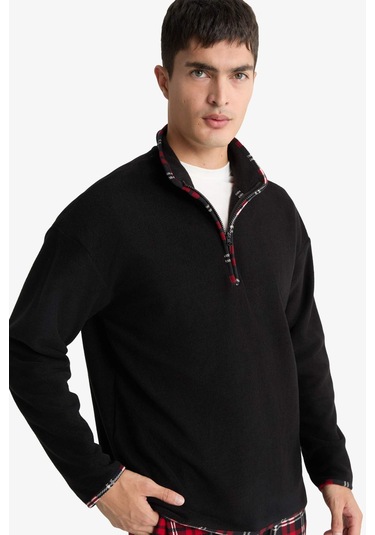 Defacto Regular Fit Polar Yarım Fermuarlı Üst G2728ax25wnbk27 Siyah