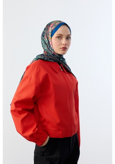 Mirsoy Scarf Asya Etnik Desen Şal Gece Mavisi