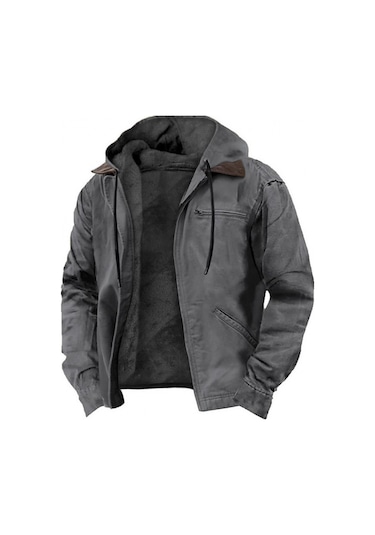 Erkekler İçin Rüzgar Geçirmez Ve Su Geçirmez Polar Astarlı Ceket Gri