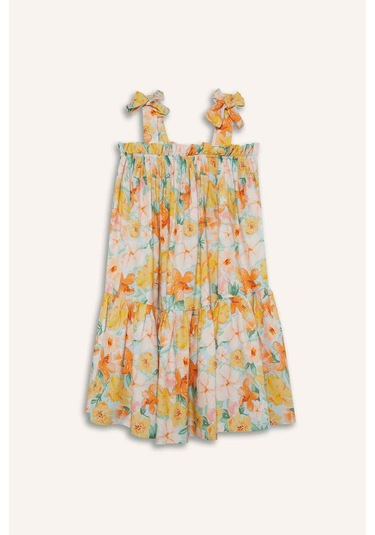 DeFacto 	Kız Çocuk Askılı Çiçek Desenli Yazlık Elbise Y6957A625SMBE403