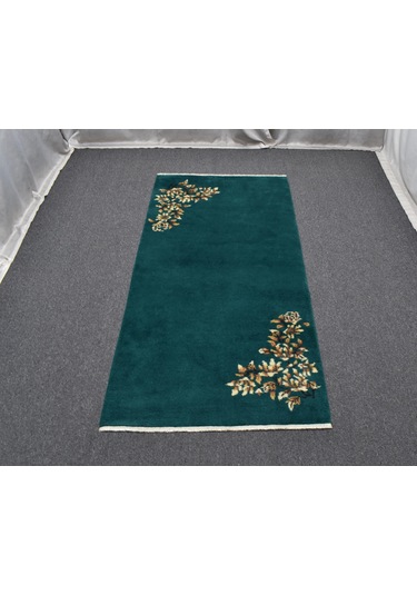 Zehra Abla Halı Yeni El Dokuma Nadir Tek Renk Zümrüt Yeşili Burdur Çiçekli 2m2 Yün Halı 5826 Renkli