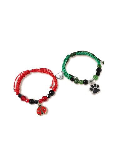 Samdoo Manuel Örgü Aşk Mıknatıslı情侣 Bileklik Seti, Spiderman Desenli Kırmızı-beyaz, Cool Tasarım, Dayanıklı, Her Zaman Giyilebilir Diğer