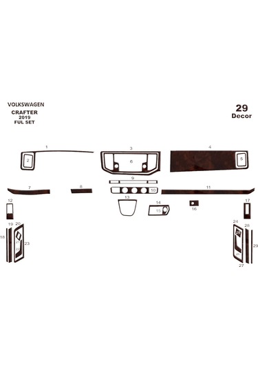 Volkswagen Crafter Piano Black Kaplama 2019 Sonrası 29 Parça-maun Maun