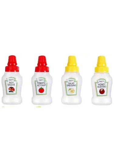 4 Adet Mini Sos Şişesi