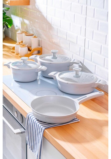 Acar Ultimate Pro Döküm 7 Parça Tencere Seti Beyaz