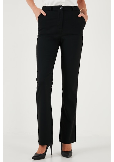 Lela Yüksek Bel Regular Fit Bol Paça Bayan Pantolon 611Pl030W4 Siyah