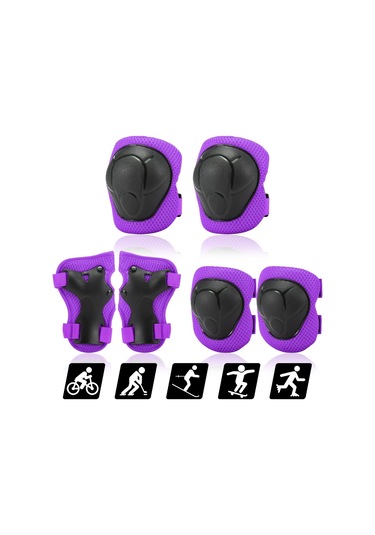 Hallow-çocuklar Diz Pedleri Set 6 1 Koruyucu Dişli Kiti Bilek Y12573pu