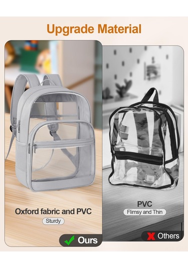 Jeemson Geniş Kapasiteli Şeffaf Sırt Çantası - Oxford & Pvc Malzeme, Ayarlanabilir Askılı Kemer, Okul/konser/ulaşım İçin Dayanıklı Tasarım