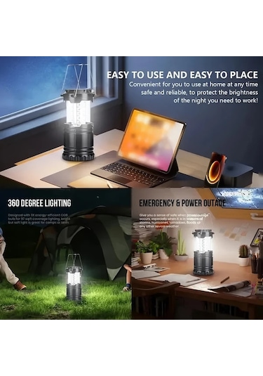 Xuweiwei 4 Adet Kamp Lambası Yeni Ultra Parlak Led Kamp Işıkları Taşınabilir Teleskopik Yapışkan Çadır Aydınlatma El Feneri İç Dış Mekanlar İçin Altın