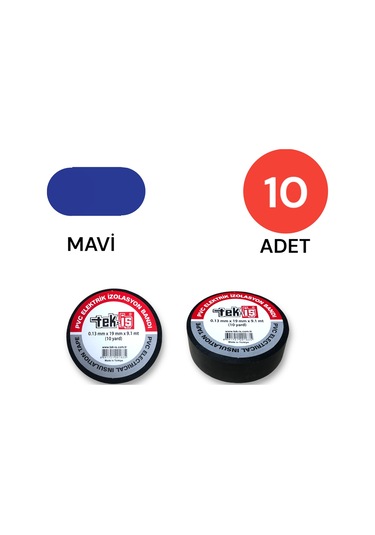 Tek-iş Izole Bant Elektrik Bandı Mavi 10 Adet