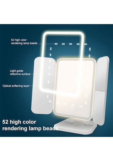 Sones Basit Ve Şık Led Üç Katlı Kare Makyaj Aynası, Özellikler: Tak-çıkar Monokrom Lamba Beyaz