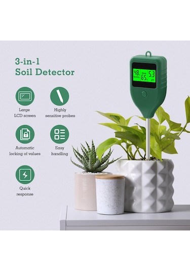 Hallow Lepmerk-3 İn 1 Toprak Ph Ölçer Toprak Nem Ölçer Çiftlik Bahçe E24928