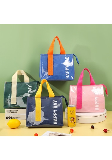 Yalıtımlı Çanta Kalınlaştırılmış Oxford Kumaş Yalıtımlı Çanta Tote Öğle Yemeği Kutusu Çantası - Pembe --