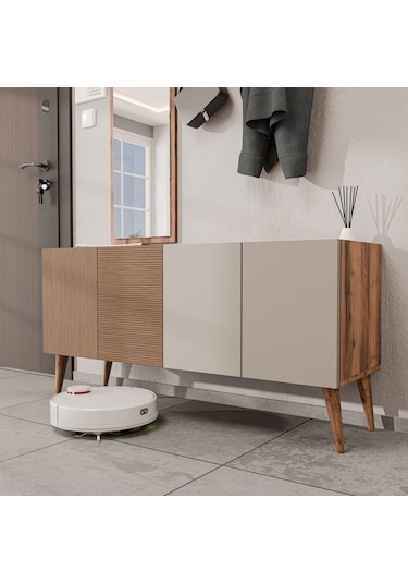 5062 Theo 4 Kapaklı 6 Raflı 4 Askılı Sol Aynalı Portmanto