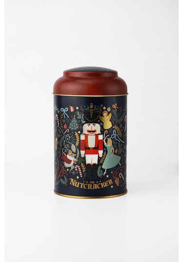 Tales Nutcracker Desenli Yuvarlak Metal Kutu, 10.5 X 15 Cm, 1.1 Lt