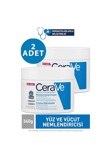 Cerave Kuru ve Çok Kuru Ciltler İçin Nemlendirici Krem 2 x 340 G