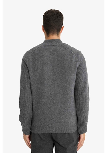 Defacto Standart Fit Dik Yaka Fermuarlı Triko Hırka F2983ax25wnar104 Antrasit