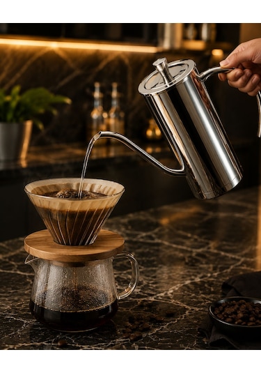 304 Lüks Paslanmaz Çelik Yağdanlık-demlik 700 Ml ,ateşe Uygun & Şık Sofra & Mutfak Kullanımı
