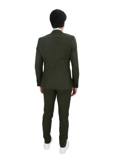 Dik Nokta Çizgili Kruvaze Takım Elbise