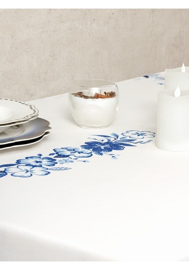 Cotton Box Pano Baskılı Masa Örtüsü Violet Mavi 170x170