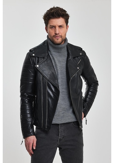 Roberto Siyah Deri Mont 001