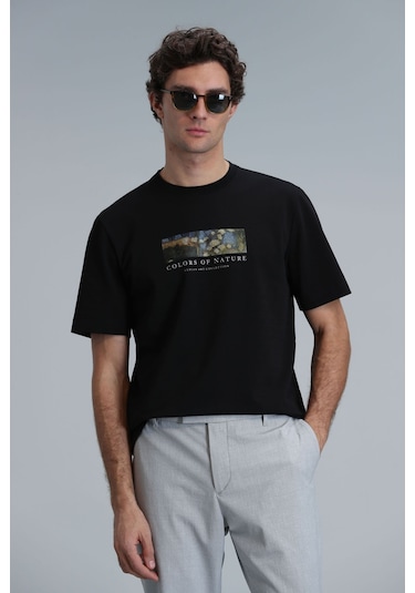 Lufian Erkek Bıanca Modern Grafik T-shirt 111020193 Siyah