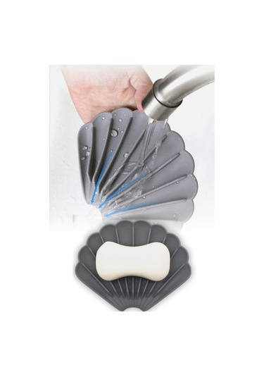 Gri Renk Kaymaz İstiridye Şekilli Silikon Sabunluk Sabun Depolama Tutucu Ve Taşınabilir Sabunluk Plakası Diğer