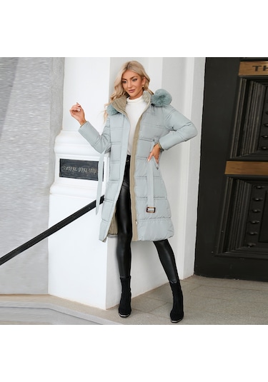 Sımıcg Kadın Uzun Fermuarlı Pamuklu Mont Mavi Açık Mavi