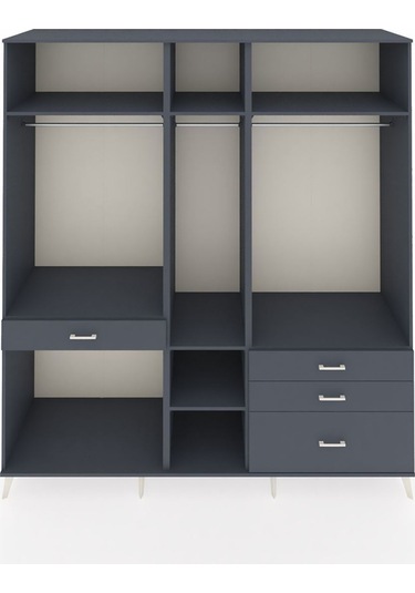 Kronos Dolap 7 Raflı 4 Çekmeceli 3 Askılı 220x59x243 Antrasit-antrasit/antrasit Antrasıt/antrasıt
