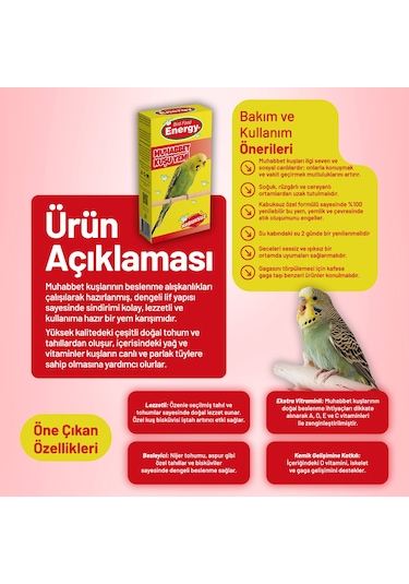 Kabuksuz Muhabbet Kuşu Yemi - 20 Adet 400 G