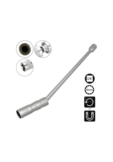 6562 Mafsallı Mıknatıslı 12 Köşe 3/8" Uzun Buji Lokma 16 Mm