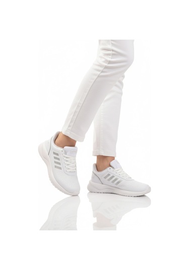 Beyaz Bağcıklı Hafif Esnek Unisex Spor Ayakkabı Nereus G Beyaz