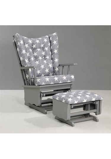 Meltem Kids Sallanır Emzirme Dinlenme Koltuğu Sallanan Sandalye Sallanan Koltuk + Markiz (Gri-Yıldız 3050)