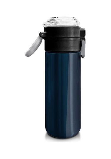 Coral High Kids Lacivert Turuncu Çizgili Pipetli Ve Direkt İçim Çelik Termos 500 Ml 31998 Lacivert - Turuncu