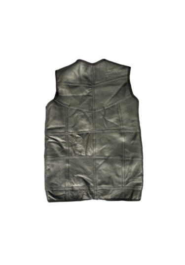 Özel Üretim Patchwork Kürk-süet Gerçek Deri Çocuk Yelek 5-6 Yaş Siyah